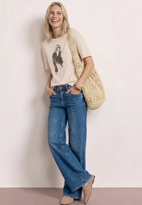 T-Shirt mit Rundhals und Print clay sand T-Shirt mit Rundhals und Print clay sand