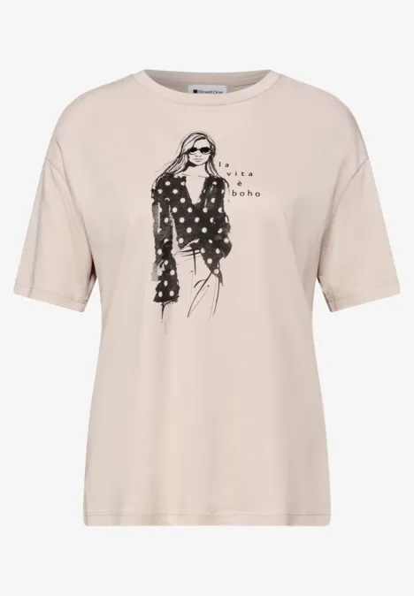 T-Shirt mit Rundhals und Print clay sand T-Shirt mit Rundhals und Print clay sand