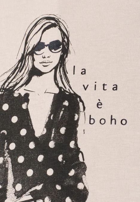 T-Shirt mit Rundhals und Print clay sand T-Shirt mit Rundhals und Print clay sand