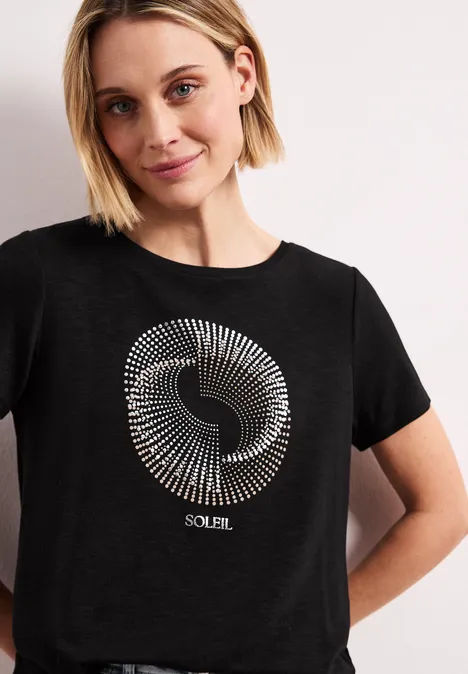 Shirt met korte mouwen, ronde hals en print Black Shirt met korte mouwen, ronde hals en print Black