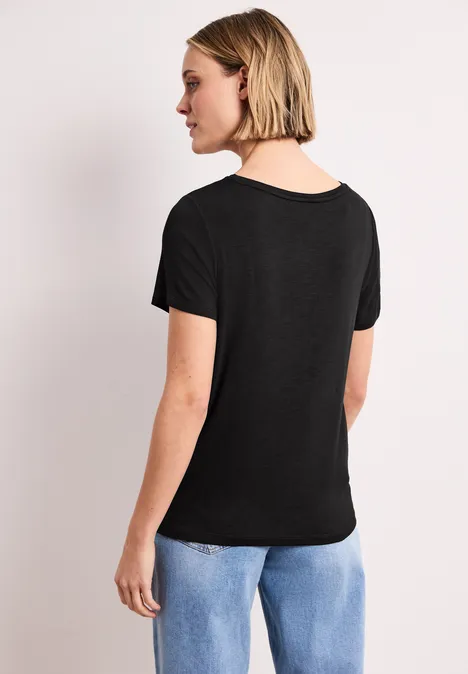 Shirt met korte mouwen, ronde hals en print Black Shirt met korte mouwen, ronde hals en print Black