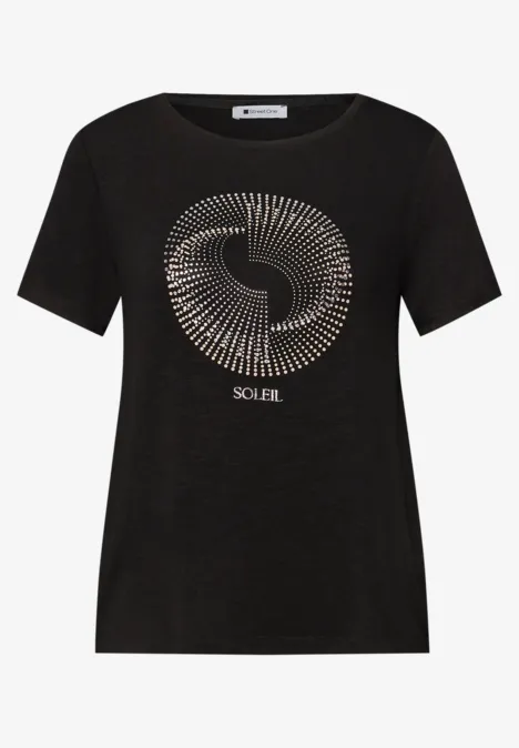 Shirt met korte mouwen, ronde hals en print Black Shirt met korte mouwen, ronde hals en print Black