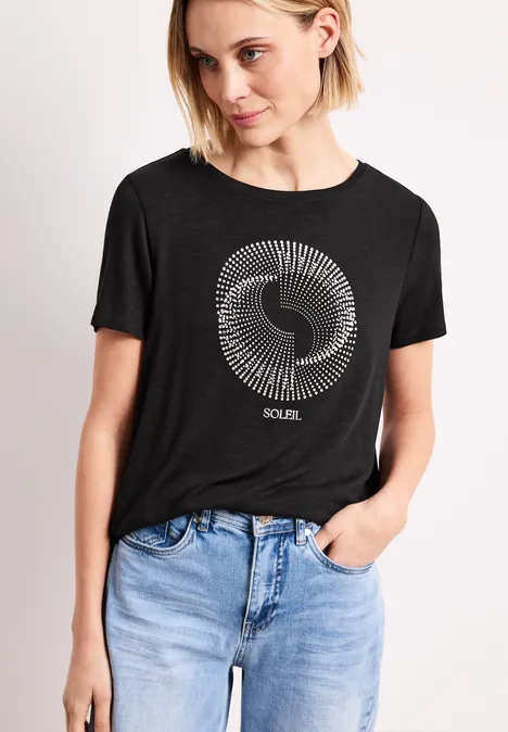 Shirt met korte mouwen, ronde hals en print Black Shirt met korte mouwen, ronde hals en print Black