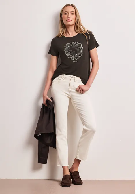 T-shirt à manches courtes avec col rond et imprimé espresso brown T-shirt à manches courtes avec col rond et imprimé espresso brown