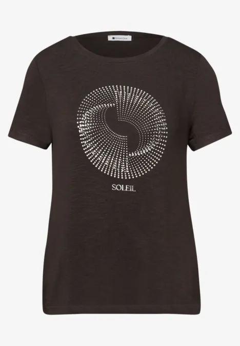 T-shirt à manches courtes avec col rond et imprimé espresso brown T-shirt à manches courtes avec col rond et imprimé espresso brown