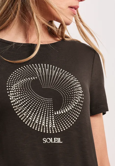 T-shirt à manches courtes avec col rond et imprimé espresso brown T-shirt à manches courtes avec col rond et imprimé espresso brown