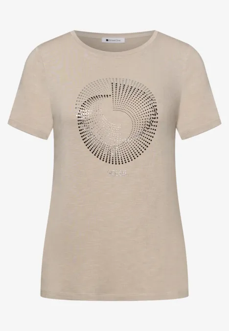 T-shirt à manches courtes avec col rond et imprimé clay sand T-shirt à manches courtes avec col rond et imprimé clay sand