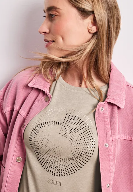 T-shirt à manches courtes avec col rond et imprimé clay sand T-shirt à manches courtes avec col rond et imprimé clay sand