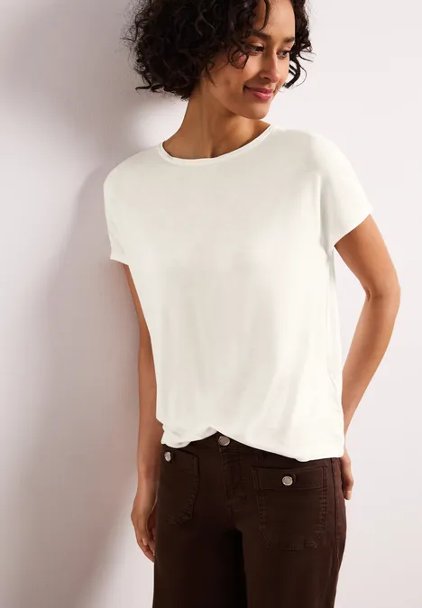 Kurzarm Shirt mit U-Boot-Ausschnitt off white Kurzarm Shirt mit U-Boot-Ausschnitt off white