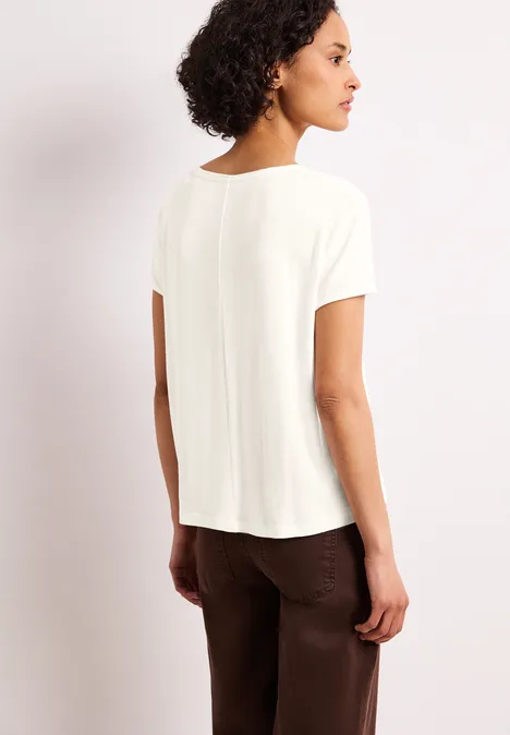 Kurzarm Shirt mit U-Boot-Ausschnitt off white Kurzarm Shirt mit U-Boot-Ausschnitt off white