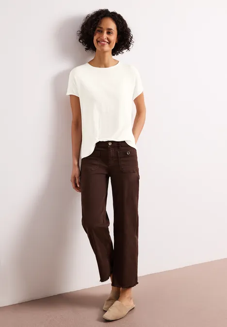 Kurzarm Shirt mit U-Boot-Ausschnitt off white Kurzarm Shirt mit U-Boot-Ausschnitt off white