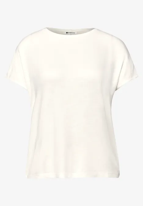 Kurzarm Shirt mit U-Boot-Ausschnitt off white Kurzarm Shirt mit U-Boot-Ausschnitt off white