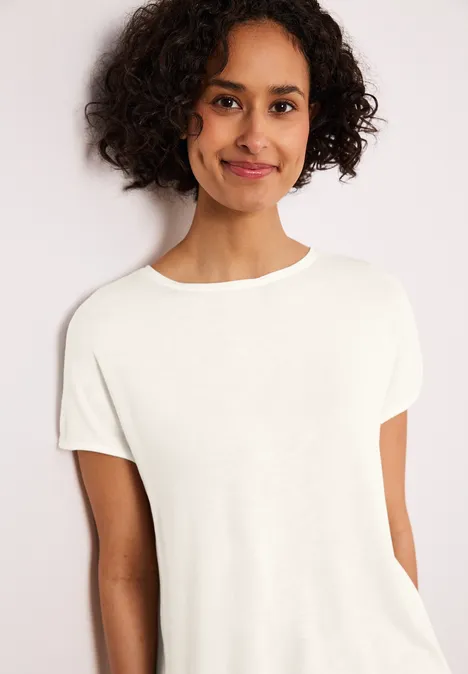 Kurzarm Shirt mit U-Boot-Ausschnitt off white Kurzarm Shirt mit U-Boot-Ausschnitt off white