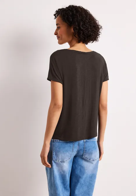 Kurzarm Shirt mit U-Boot-Ausschnitt espresso brown Kurzarm Shirt mit U-Boot-Ausschnitt espresso brown