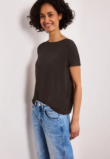 Kurzarm Shirt mit U-Boot-Ausschnitt espresso brown Kurzarm Shirt mit U-Boot-Ausschnitt espresso brown