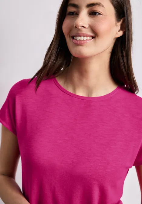 Kurzarm Shirt mit U-Boot-Ausschnitt magenta dream