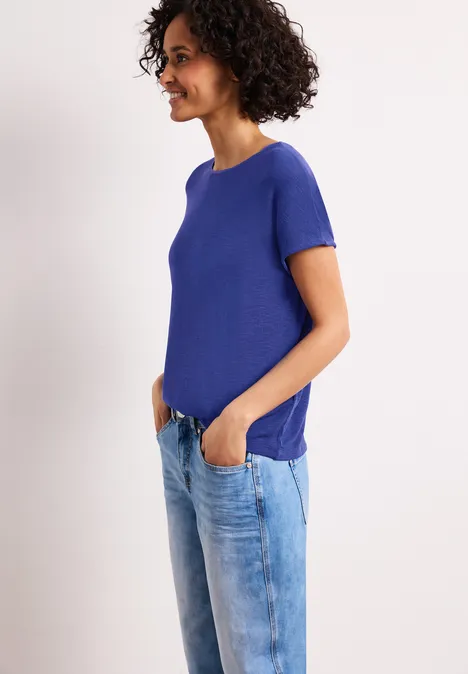 Kurzarm Shirt mit U-Boot-Ausschnitt amparo blue Kurzarm Shirt mit U-Boot-Ausschnitt amparo blue