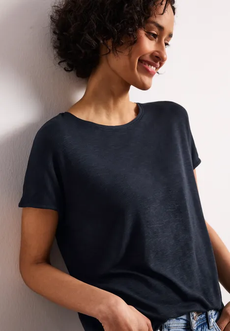 Kurzarm Shirt mit U-Boot-Ausschnitt shadowed navy Kurzarm Shirt mit U-Boot-Ausschnitt shadowed navy