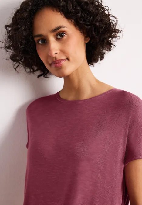 Kurzarm Shirt mit U-Boot-Ausschnitt dark clouded blush