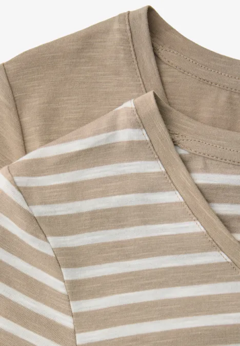 Lot de 2 T-shirts avec encolures arrondies en V safari beige Lot de 2 T-shirts avec encolures arrondies en V safari beige