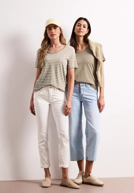 Lot de 2 T-shirts avec encolures arrondies en V safari beige Lot de 2 T-shirts avec encolures arrondies en V safari beige