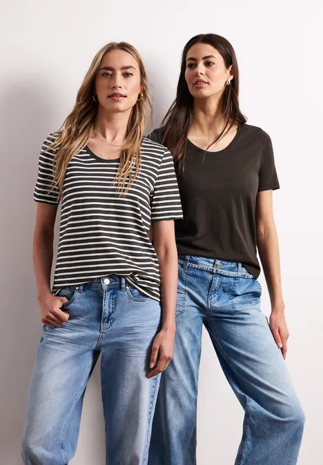 Shirt met ronde V-hals in een pak van 2 espresso brown Shirt met ronde V-hals in een pak van 2 espresso brown