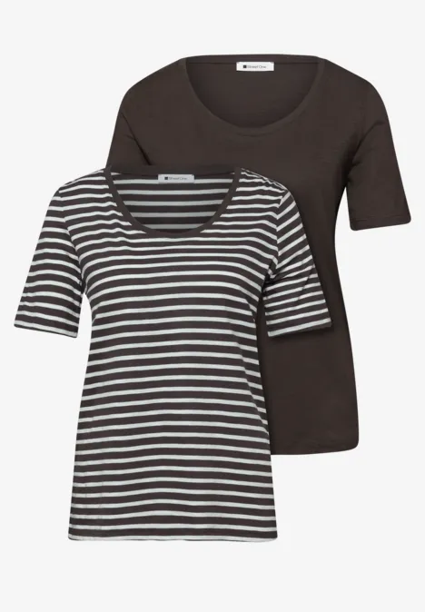 Shirt met ronde V-hals in een pak van 2 espresso brown Shirt met ronde V-hals in een pak van 2 espresso brown