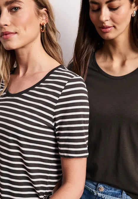 Shirt met ronde V-hals in een pak van 2 espresso brown Shirt met ronde V-hals in een pak van 2 espresso brown