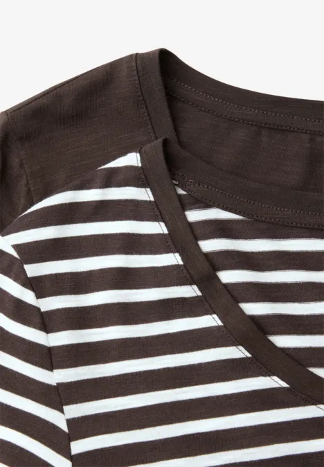 Shirt met ronde V-hals in een pak van 2 espresso brown Shirt met ronde V-hals in een pak van 2 espresso brown