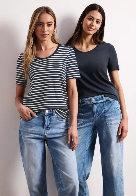 Shirt met ronde V-hals in een pak van 2 shadowed navy Shirt met ronde V-hals in een pak van 2 shadowed navy