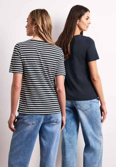 Shirt met ronde V-hals in een pak van 2 shadowed navy Shirt met ronde V-hals in een pak van 2 shadowed navy