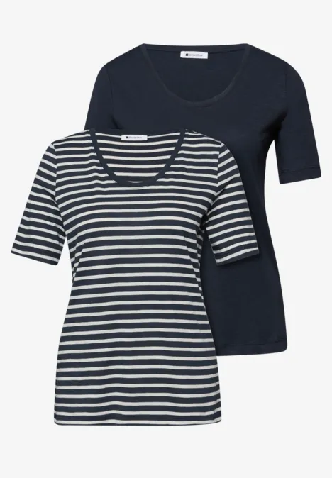 Shirt met ronde V-hals in een pak van 2 shadowed navy Shirt met ronde V-hals in een pak van 2 shadowed navy