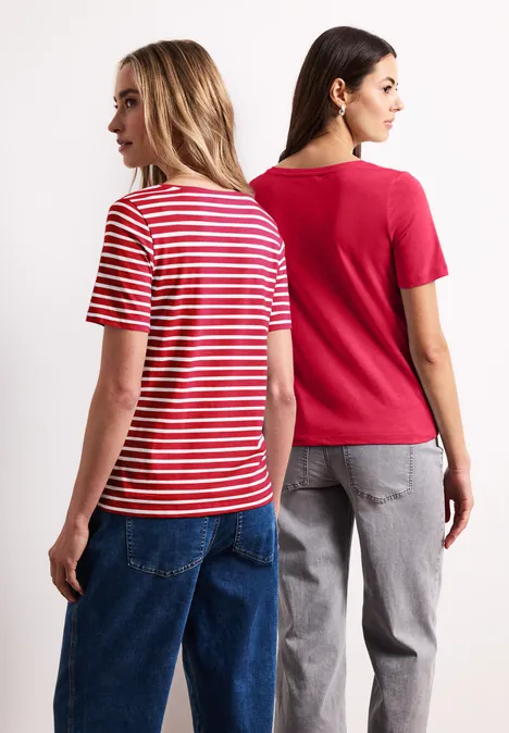 Lot de 2 T-shirts avec encolures arrondies en V salsa red