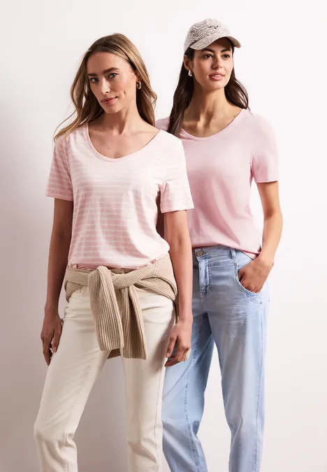 Lot de 2 T-shirts avec encolures arrondies en V minimal rose Lot de 2 T-shirts avec encolures arrondies en V minimal rose