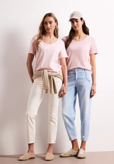 Lot de 2 T-shirts avec encolures arrondies en V minimal rose Lot de 2 T-shirts avec encolures arrondies en V minimal rose