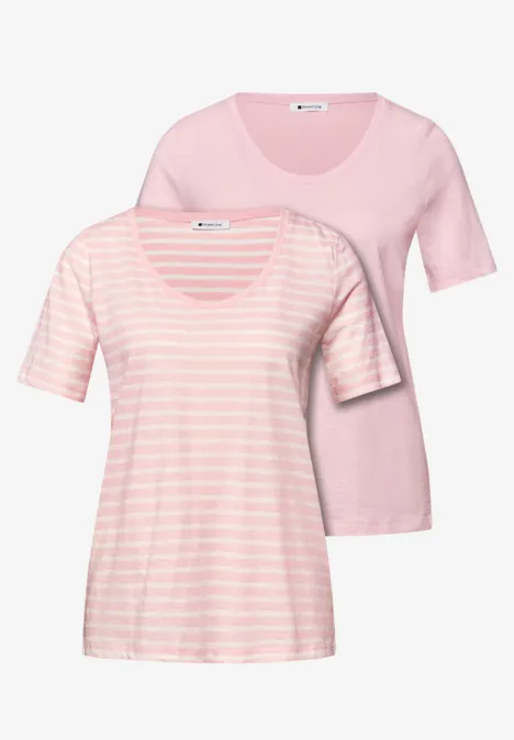 Lot de 2 T-shirts avec encolures arrondies en V minimal rose Lot de 2 T-shirts avec encolures arrondies en V minimal rose