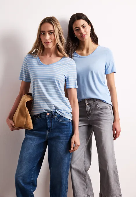 Lot de 2 T-shirts avec encolures arrondies en V calm blue