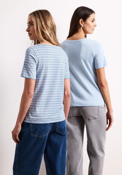 Lot de 2 T-shirts avec encolures arrondies en V calm blue