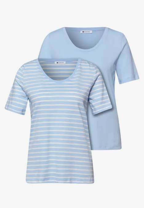 Lot de 2 T-shirts avec encolures arrondies en V calm blue