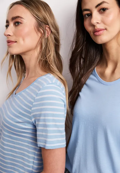 Lot de 2 T-shirts avec encolures arrondies en V calm blue