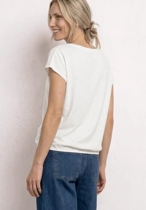 Shirt mit Rundhals und Raffung off white