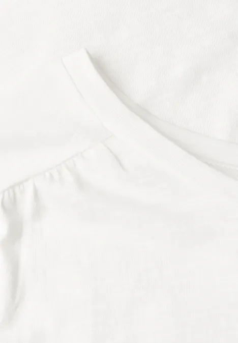 Shirt mit Rundhals und Raffung off white