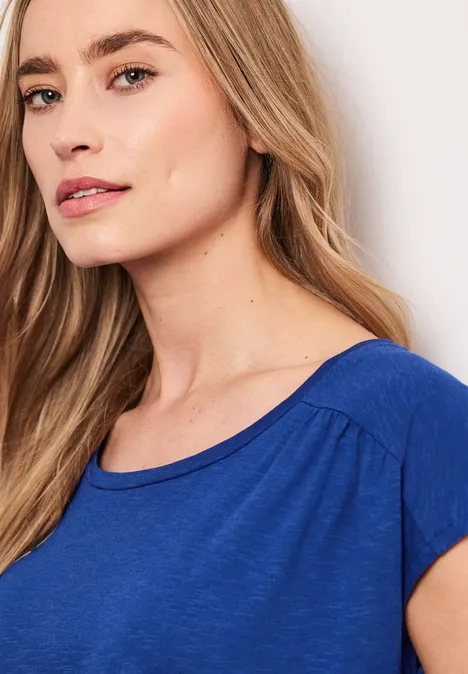 Shirt mit Rundhals und Raffung amparo blue