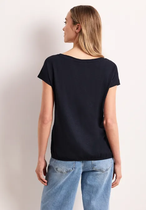 Shirt mit Rundhals und Raffung shadowed navy