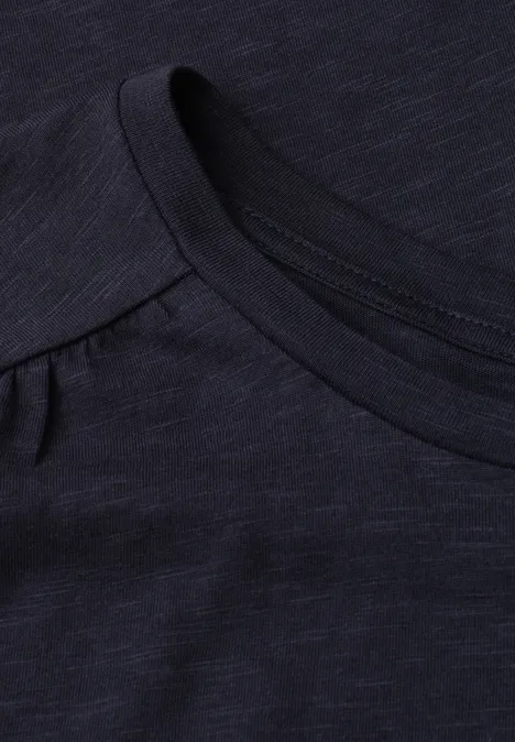 Shirt mit Rundhals und Raffung shadowed navy