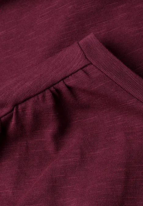 T-shirt à col rond et fronces truffle red