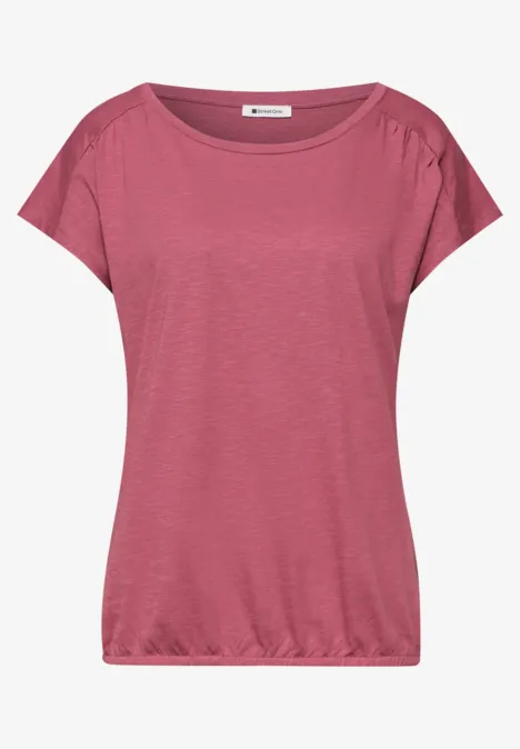 Shirt mit Rundhals und Raffung dark clouded blush