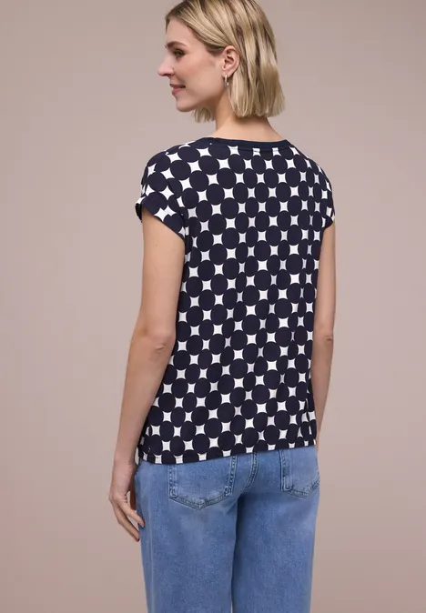 Shirt mit U-Boot-Ausschnitt und Print deep blue