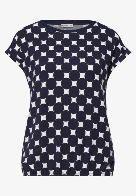 Shirt mit U-Boot-Ausschnitt und Print deep blue