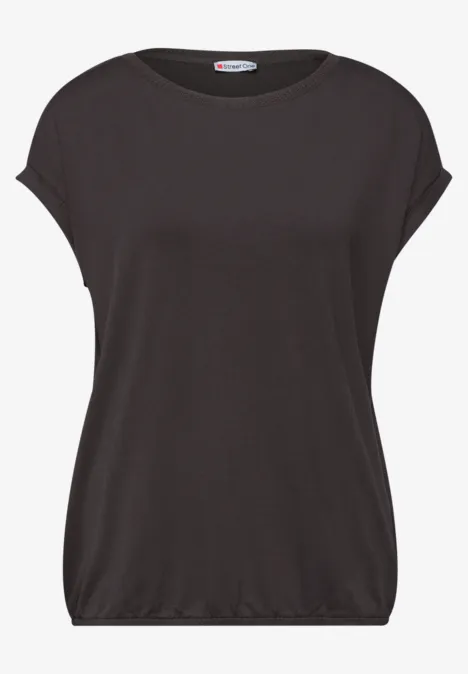 Effen zwart dames-T-shirt met korte mouwen en losse pasvorm